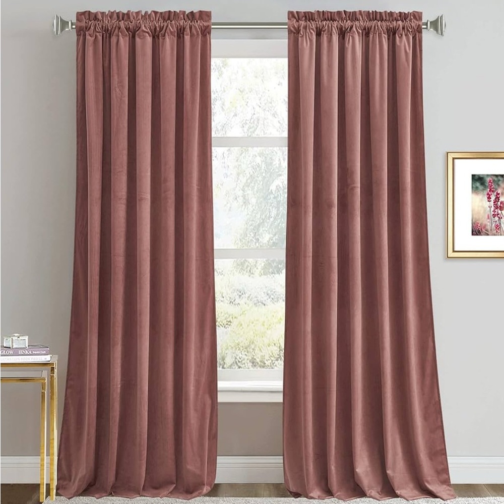 Elegant Wild Rose Velvet Curtains